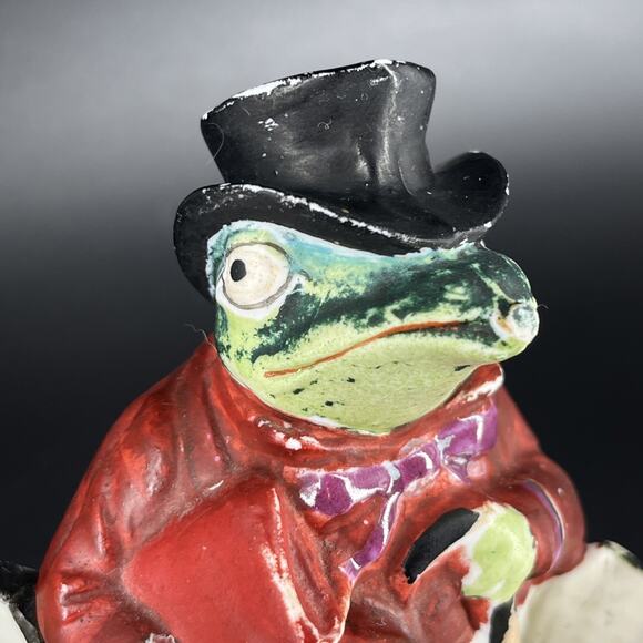 Antique Dapper Frog Top Hat Umbrella Bag Grafenthal Bisque Vase Match Holder - Picture 3 of 16